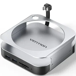 Vention THIHAG Docking Station para Mac Mini, USB-C 10 en 1 con Ranura SSD M.2 NVMe, 4xUSB 3.2, DisplayPort 4K, Lector Tarjetas SD/TF y Jack Audio 3.5mm
